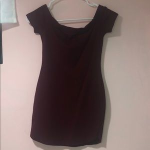 A’gaci maroon off the shoulder dress